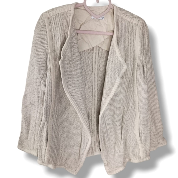 VINCE Tweed Effect Cotton Blend Jacket in Cream Size Small  $295 - Picture 5 of 8